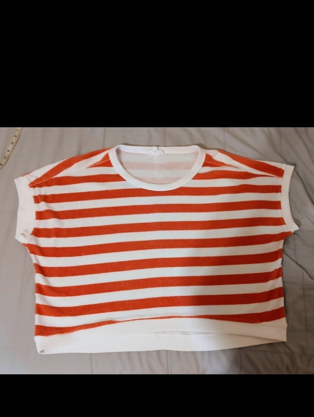 Striped Pink and White Cropped Short Sleeve Top